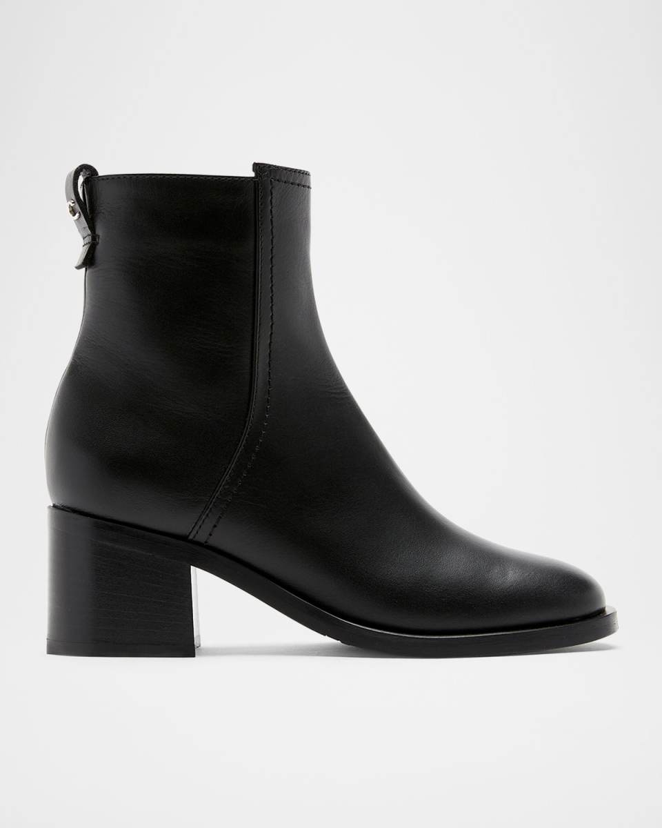 Jordan Leather Block-Heel Ankle Booties